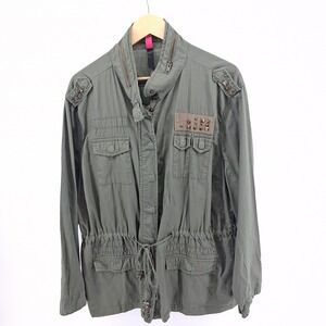 Pure Energy Olive Green Military Style Jacket Utility‎ Gorpcore Sz 4X Studded